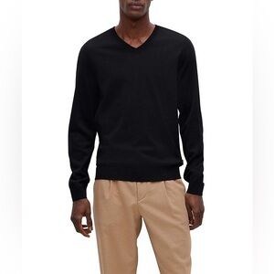 Hugo Boss Black Virgin Wool V-neck longsleeve Sweater Jumper top Men's Small